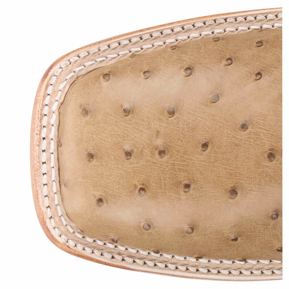 Chisolm 13 Inch Full Quill Ostrich Square Toe Cowboy Boots Black Lace-up Boots