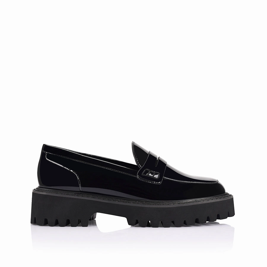 Neon Chunky Loafers - Black Patent Brog Maker Kilkenny