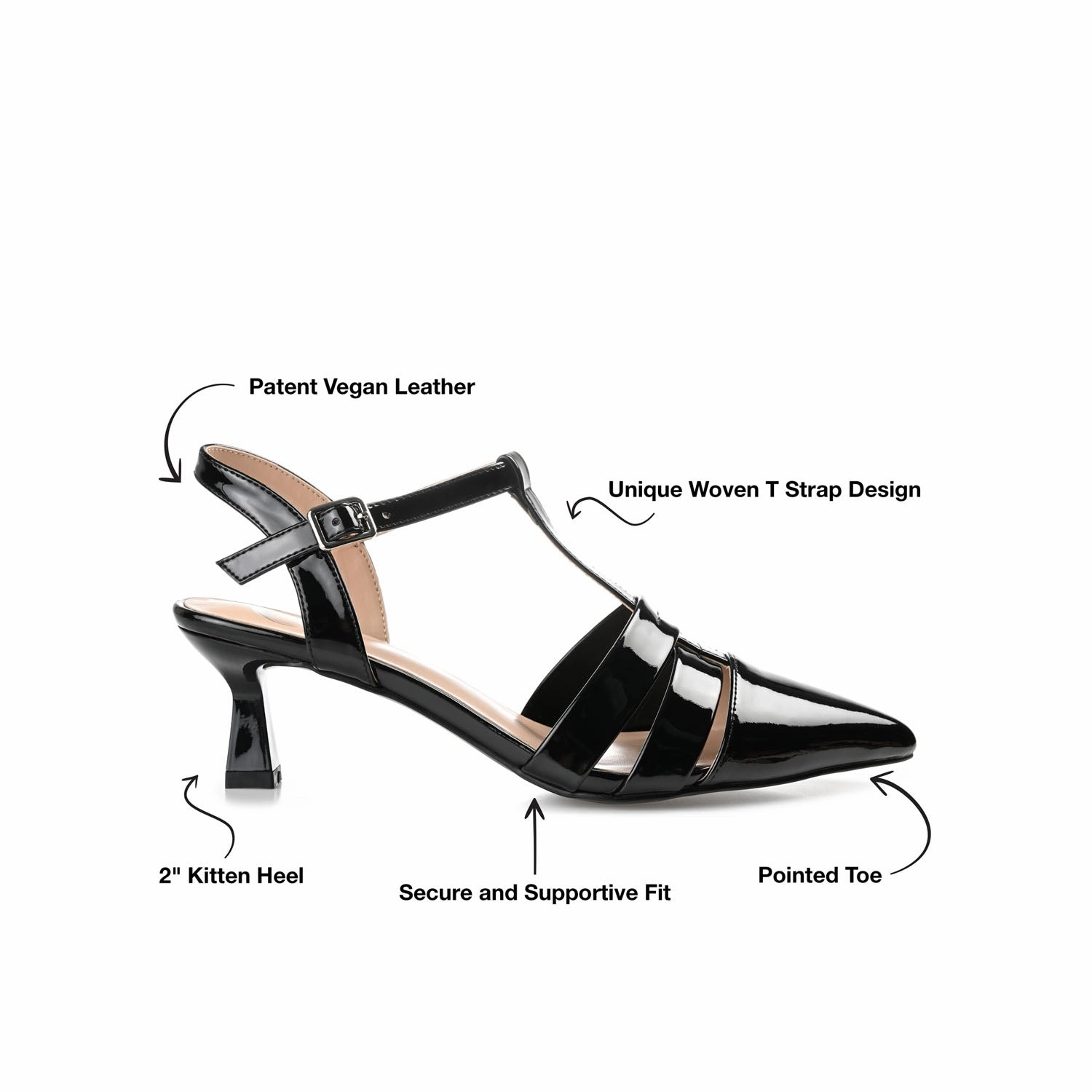 JAZLYNN BASIC T-STRAP KITTEN HEELS IN WIDE Bandana High Heels