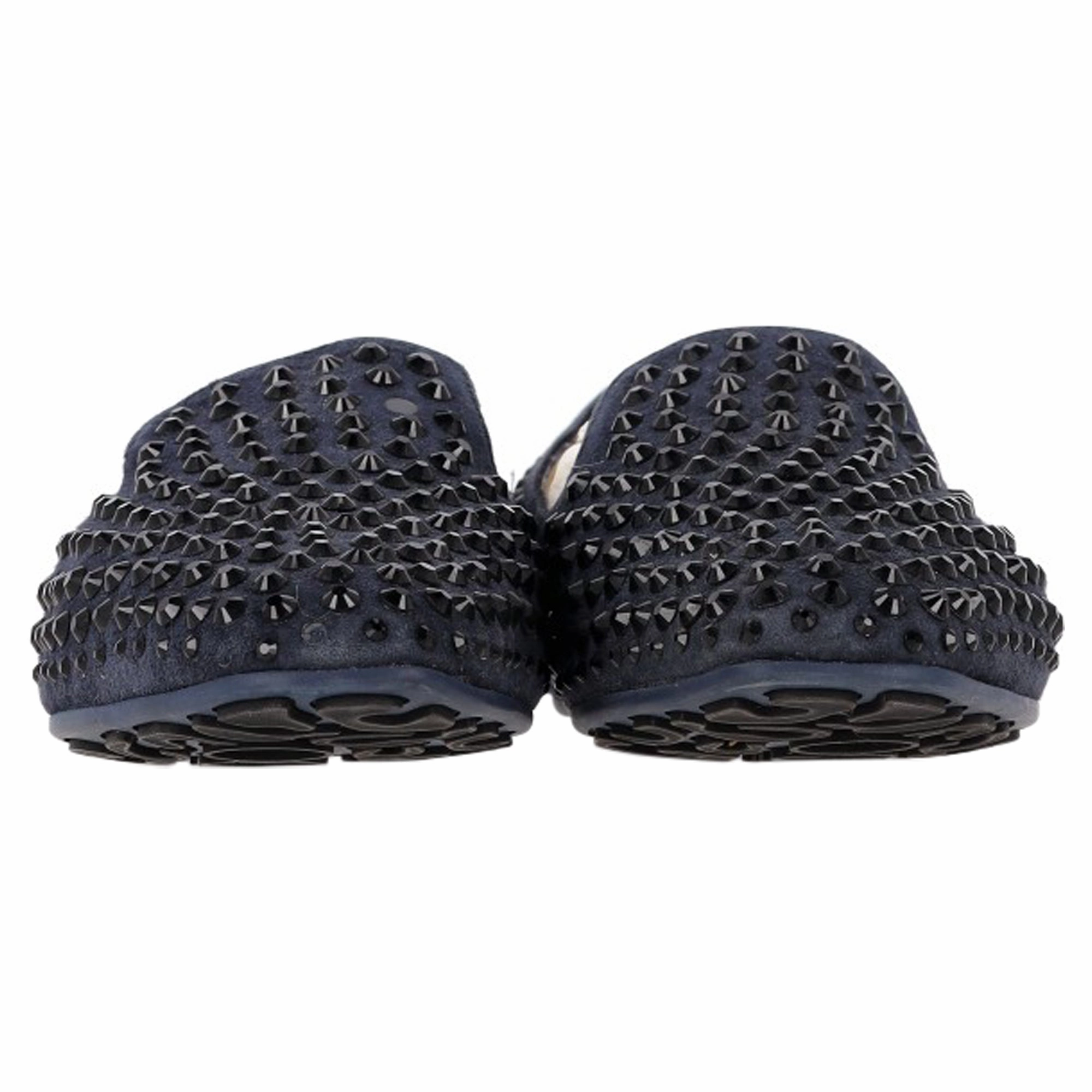 Jimmy Choo Studded Loafers in Navy Blue Suede Espadrille Loafers