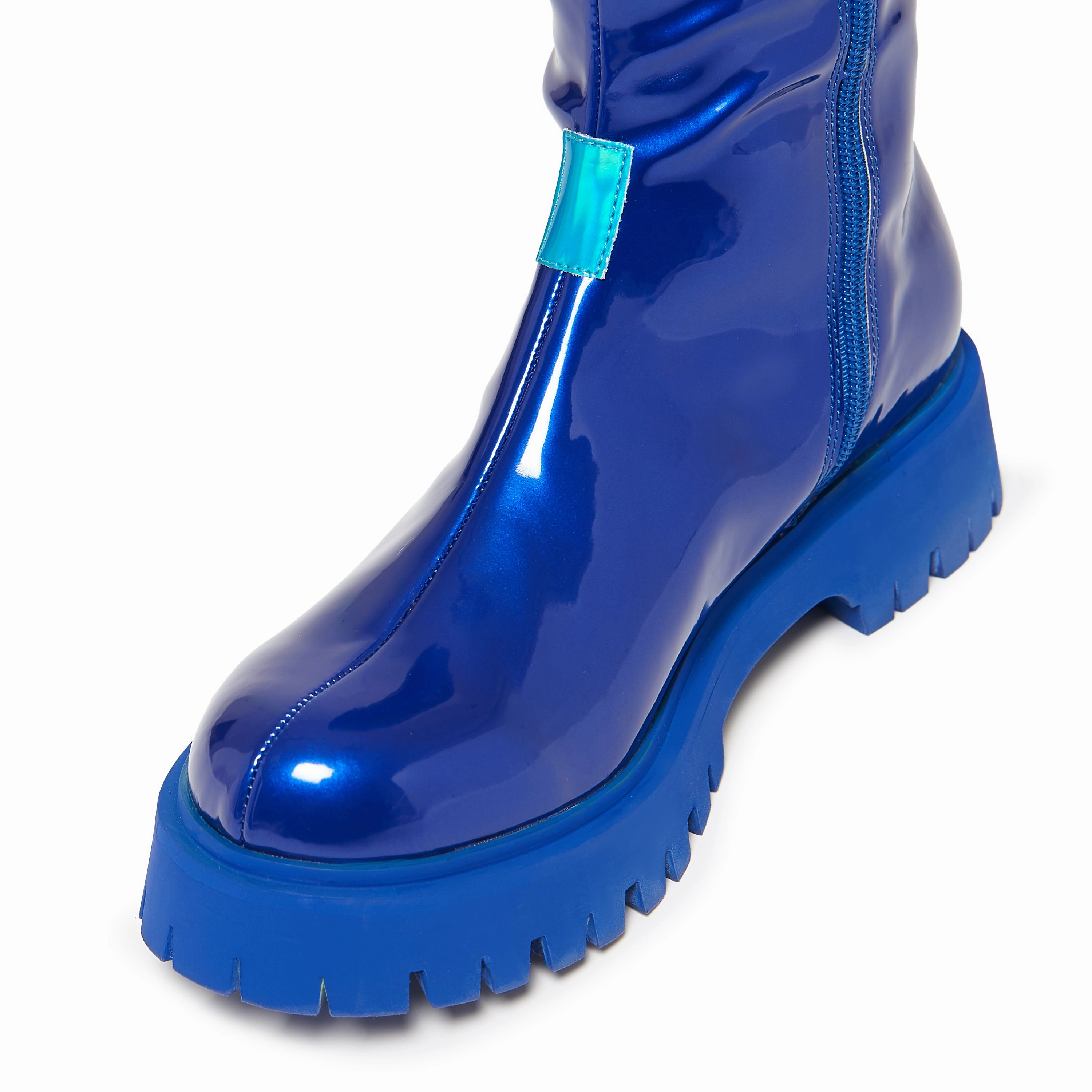 KAITO Polished Long Boots - Blue Asher Knee High Wide Calf Boots