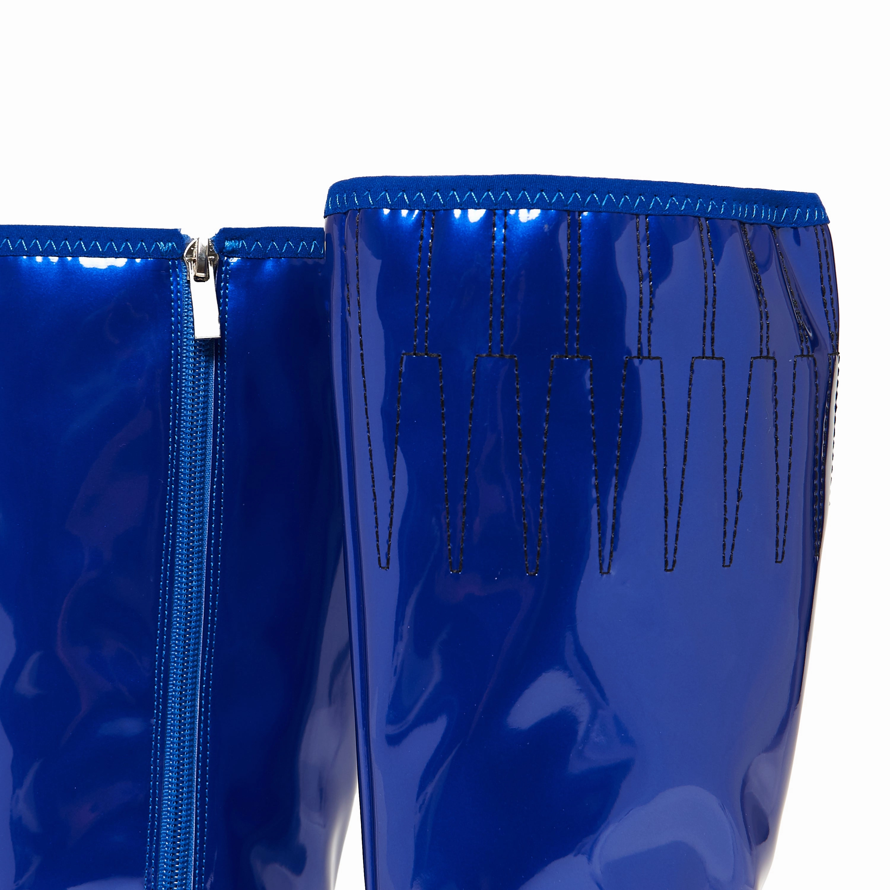 Cross Strap Knee High Boots KAITO Polished Long Boots - Blue