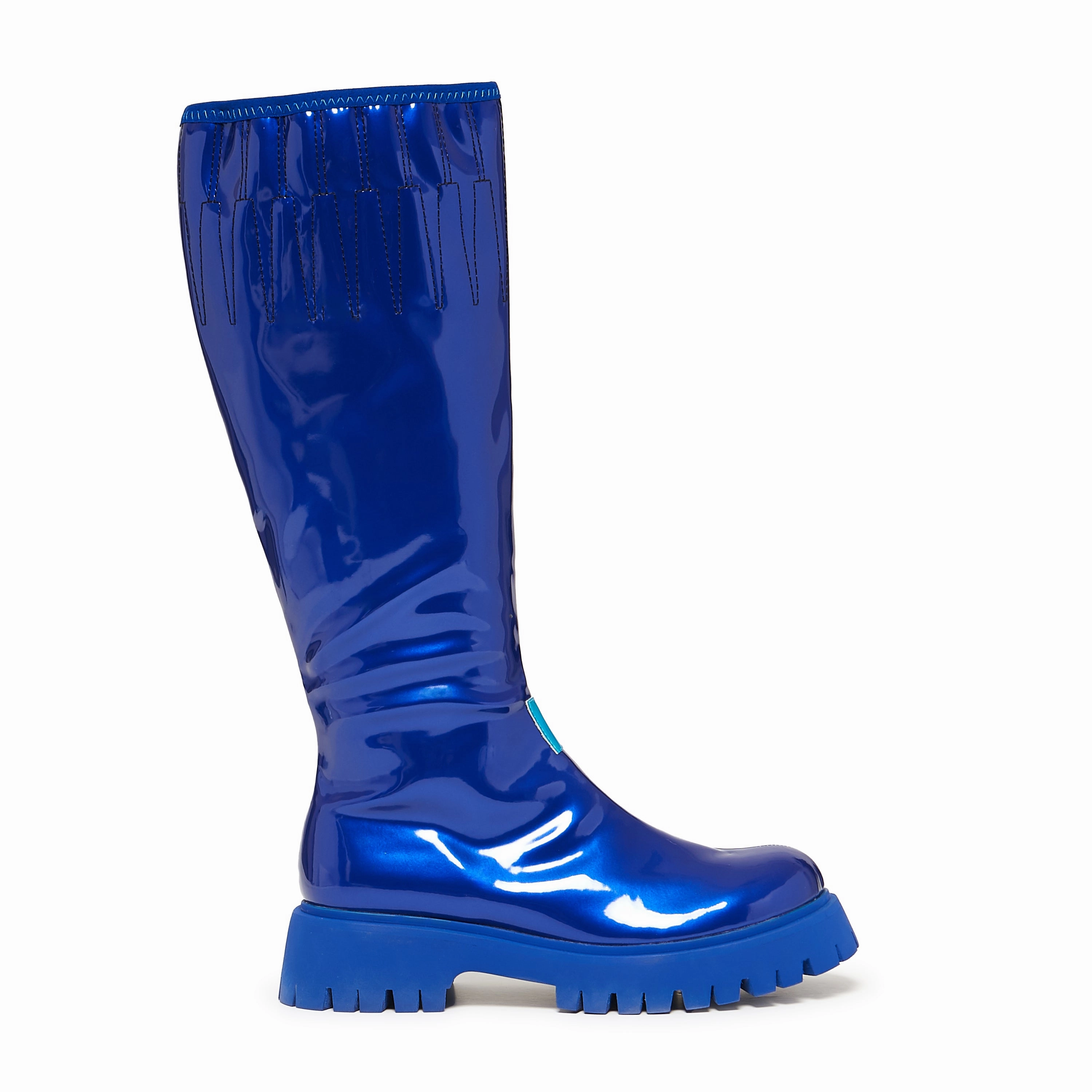 KAITO Polished Long Boots - Blue Two Tone Knee High Boots