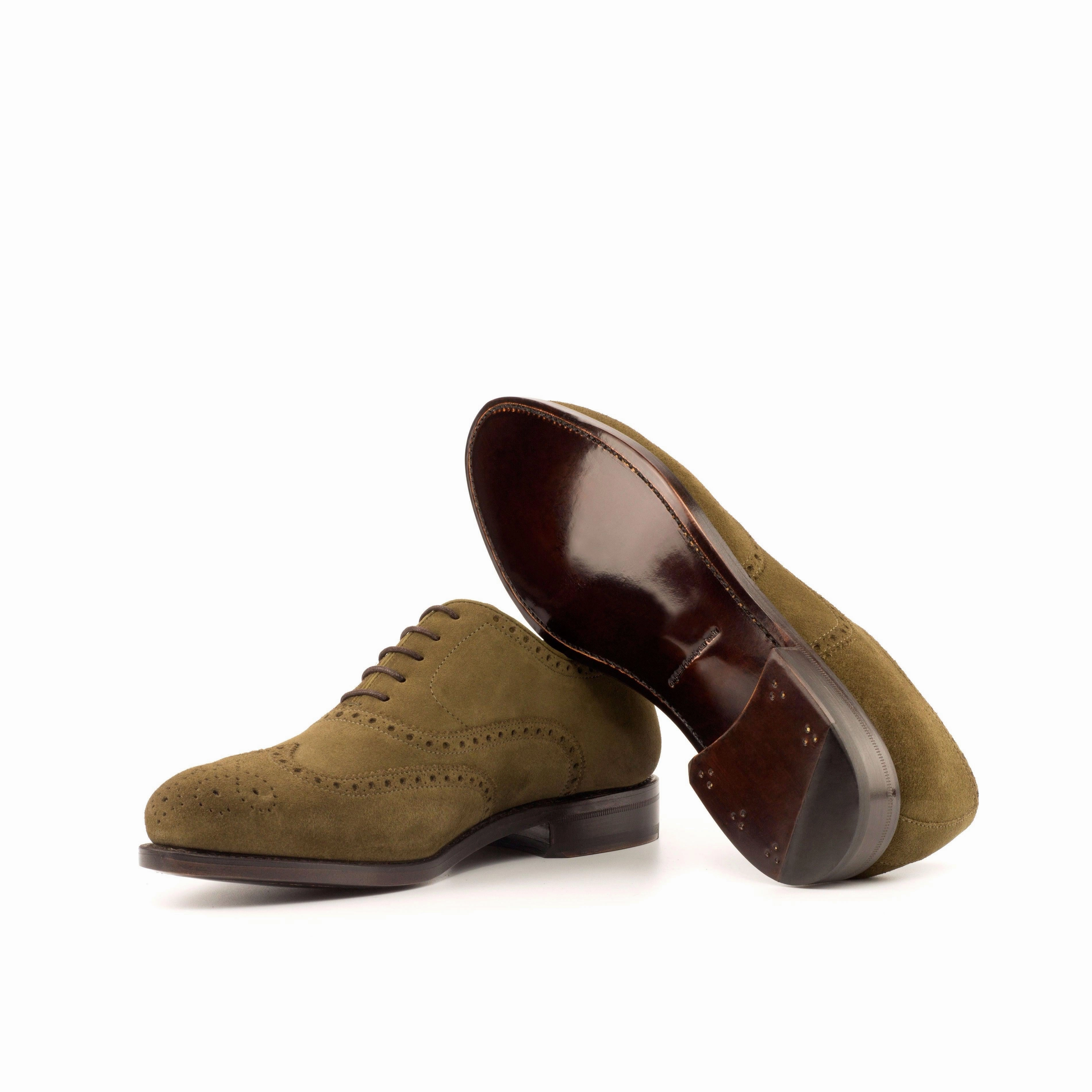 Khaki Suede Brogue Shoes Samba Brogues