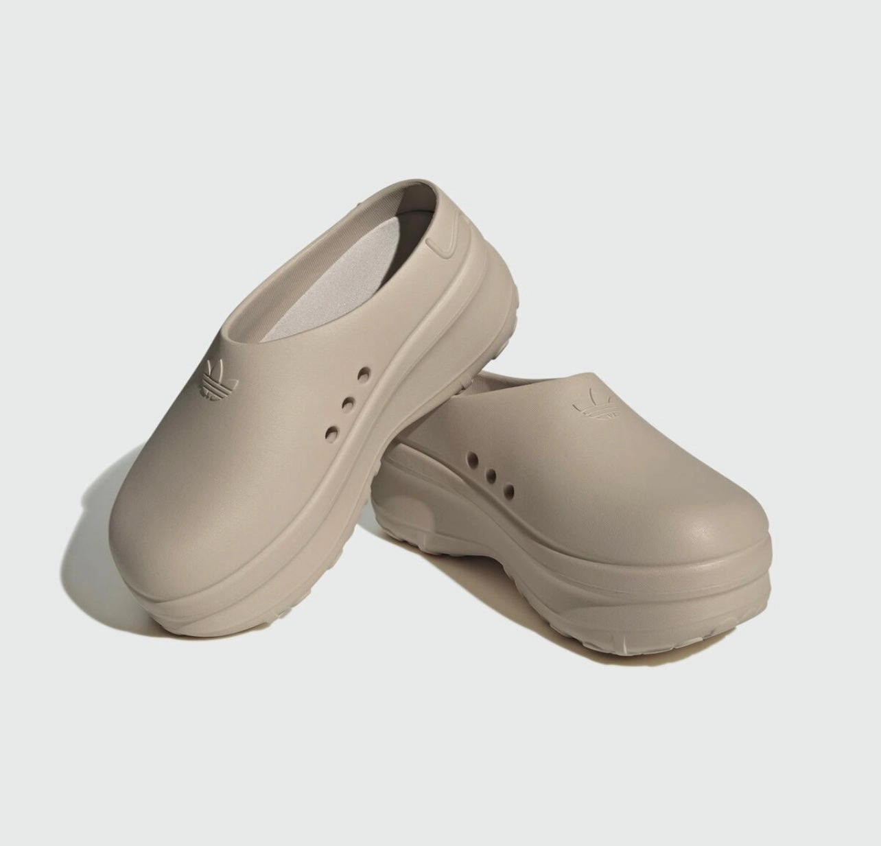 LADIES' ADIFOM STAN SMITH MULE SHOES - Wonder Taupe Genuine Sheepskin Slippers