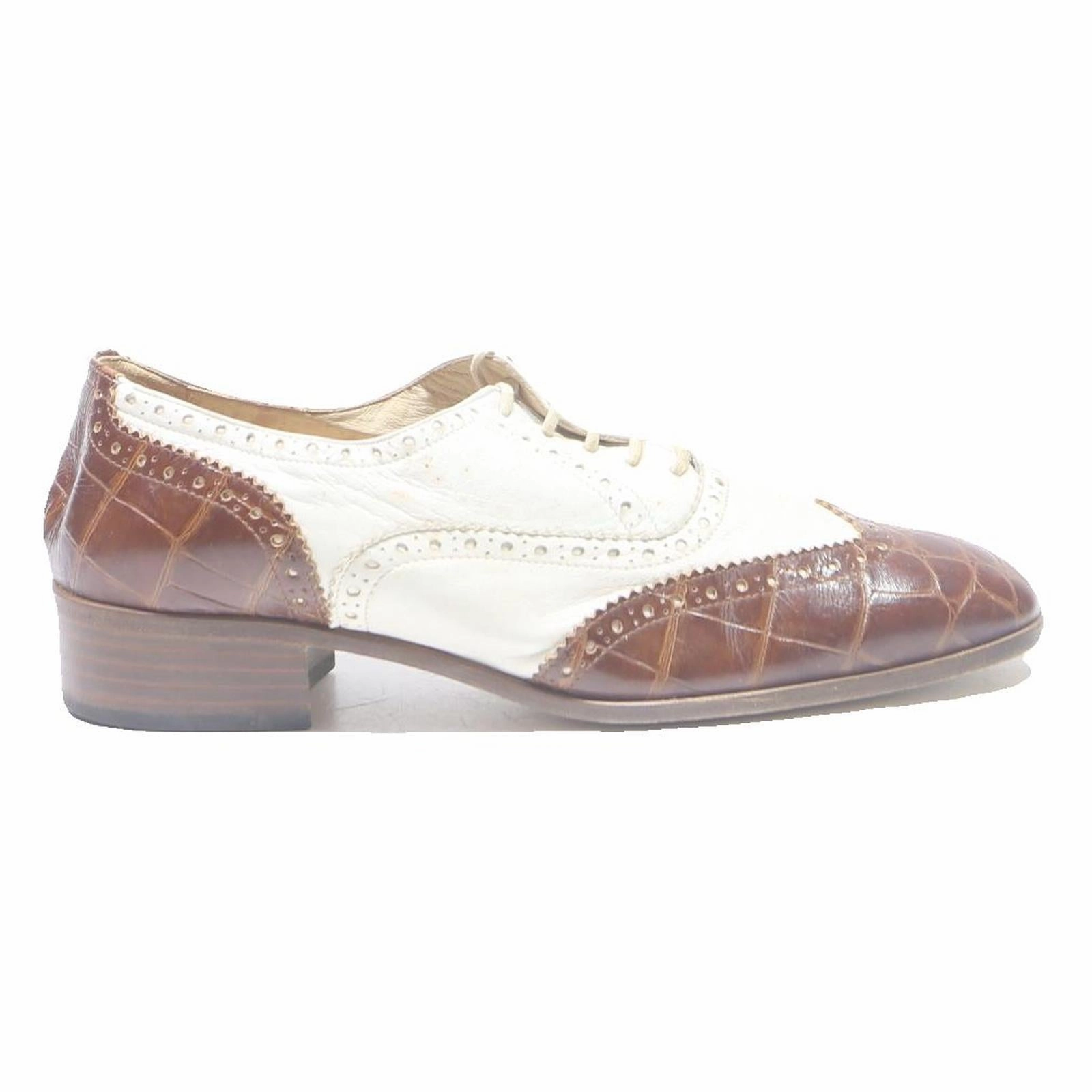 Chapman & Moore Brogues LARIO Womens Leather Brogue Shoes White & Brown UK 5 Classic Stylish Footwear