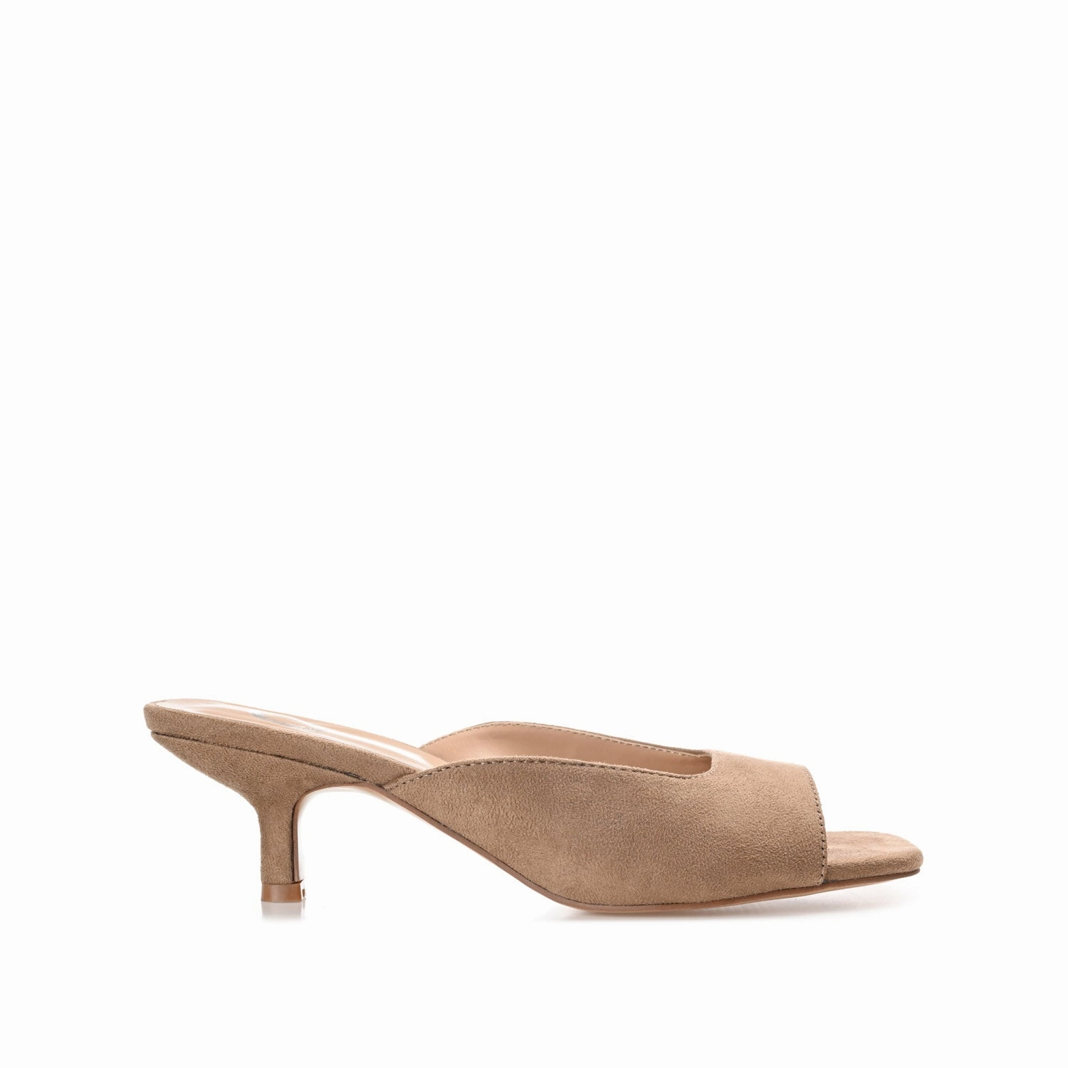 LARNA FAUX SUEDE PEEP TOE KITTEN HEELS IN WIDE