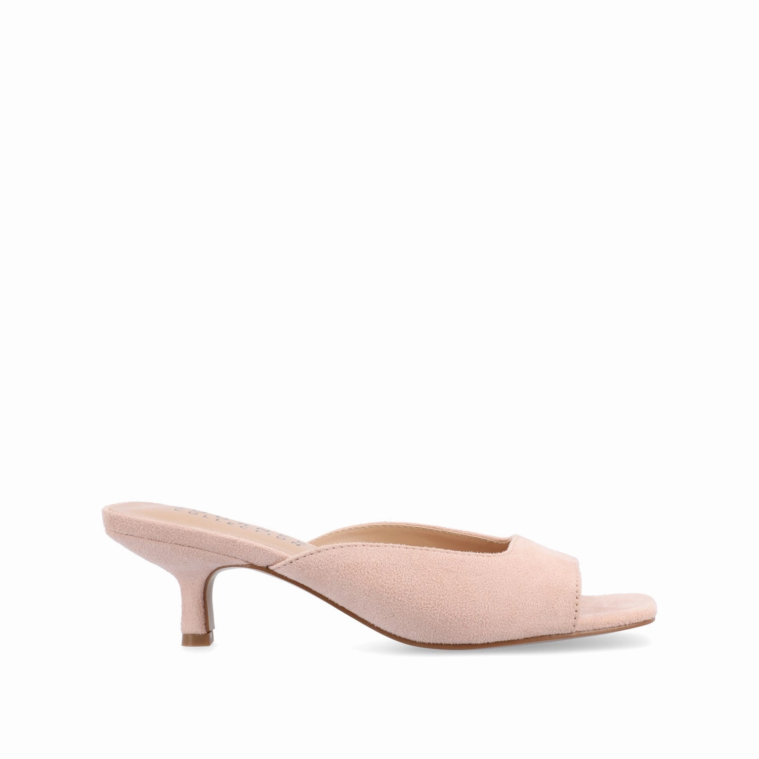 LARNA FAUX SUEDE PEEP TOE KITTEN HEELS IN WIDE