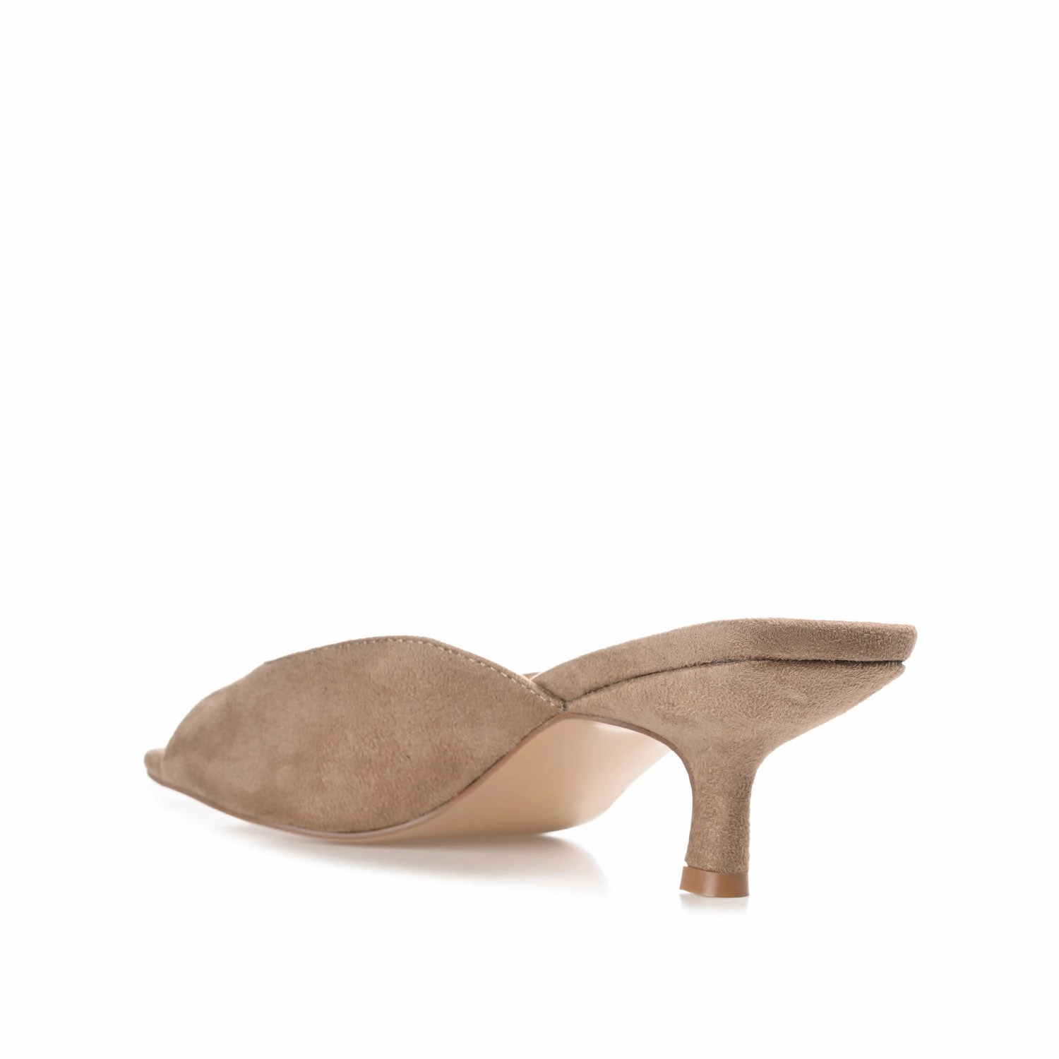 LARNA FAUX SUEDE PEEP TOE KITTEN HEELS IN WIDE