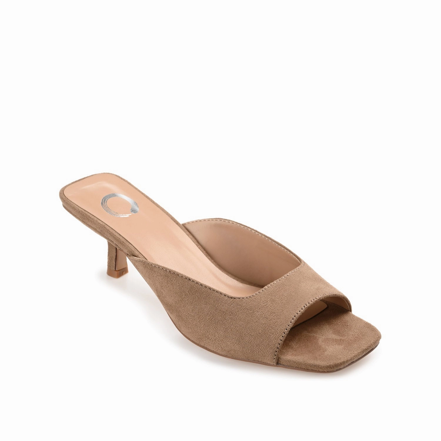 LARNA FAUX SUEDE PEEP TOE KITTEN HEELS IN WIDE