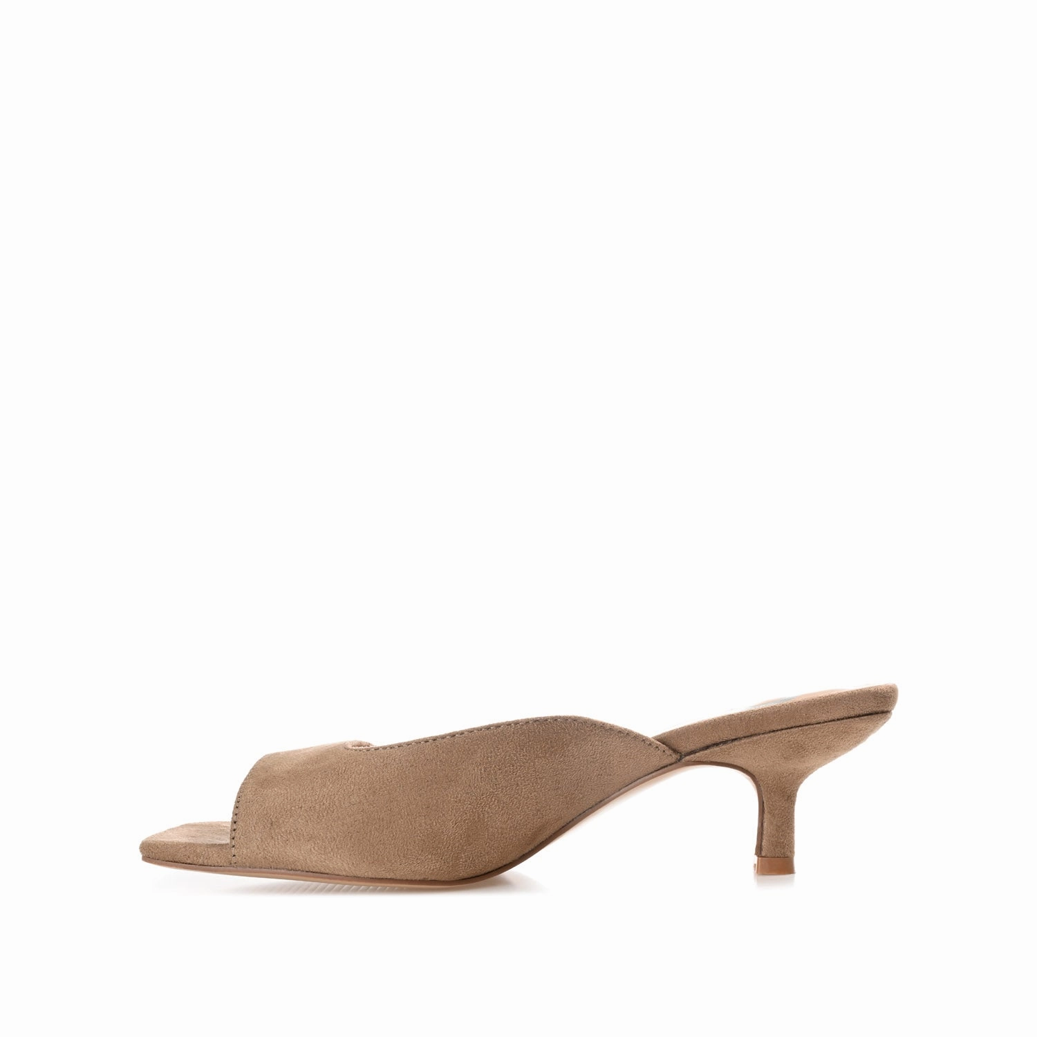 LARNA FAUX SUEDE PEEP TOE KITTEN HEELS IN WIDE