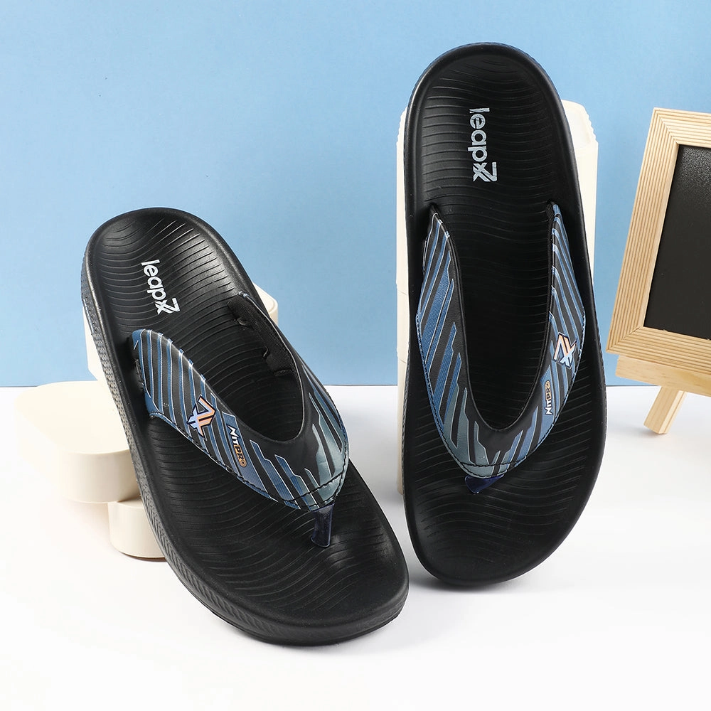 Leap7x Black Casual Flip Flop For Men NITWALK-1 By Liberty Faux Flip Flops