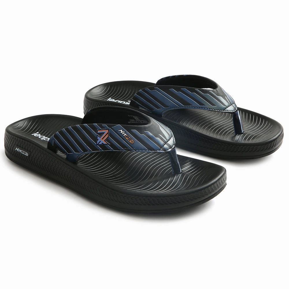 Gold Studded Flip Flops Leap7x Black Casual Flip Flop For Men NITWALK-1 By Liberty