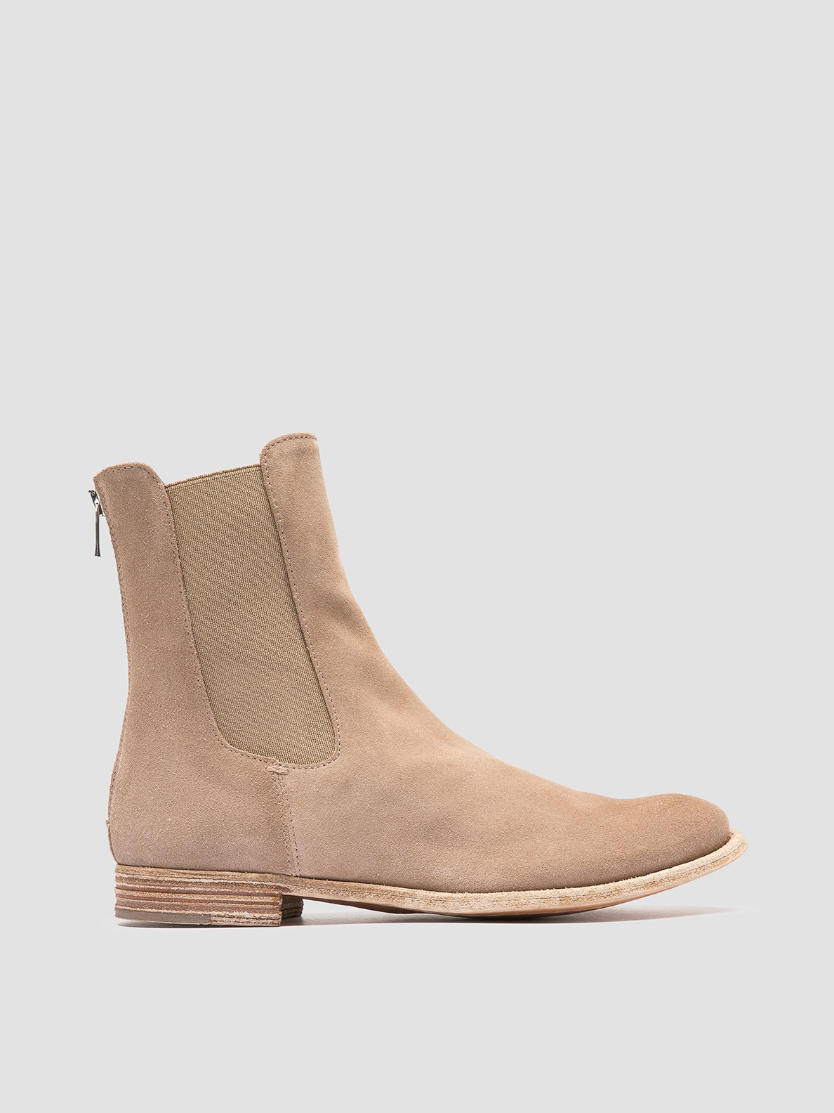 LEXIKON 551 - Beige Suede Zipped Boots Brooklyn Pull-on Lug Chelsea Boots