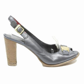 Sandals With High Heels TOMMY HILFIGER Womens Leather Strappy Slingback Black UK 5 Buckle Detail Heels