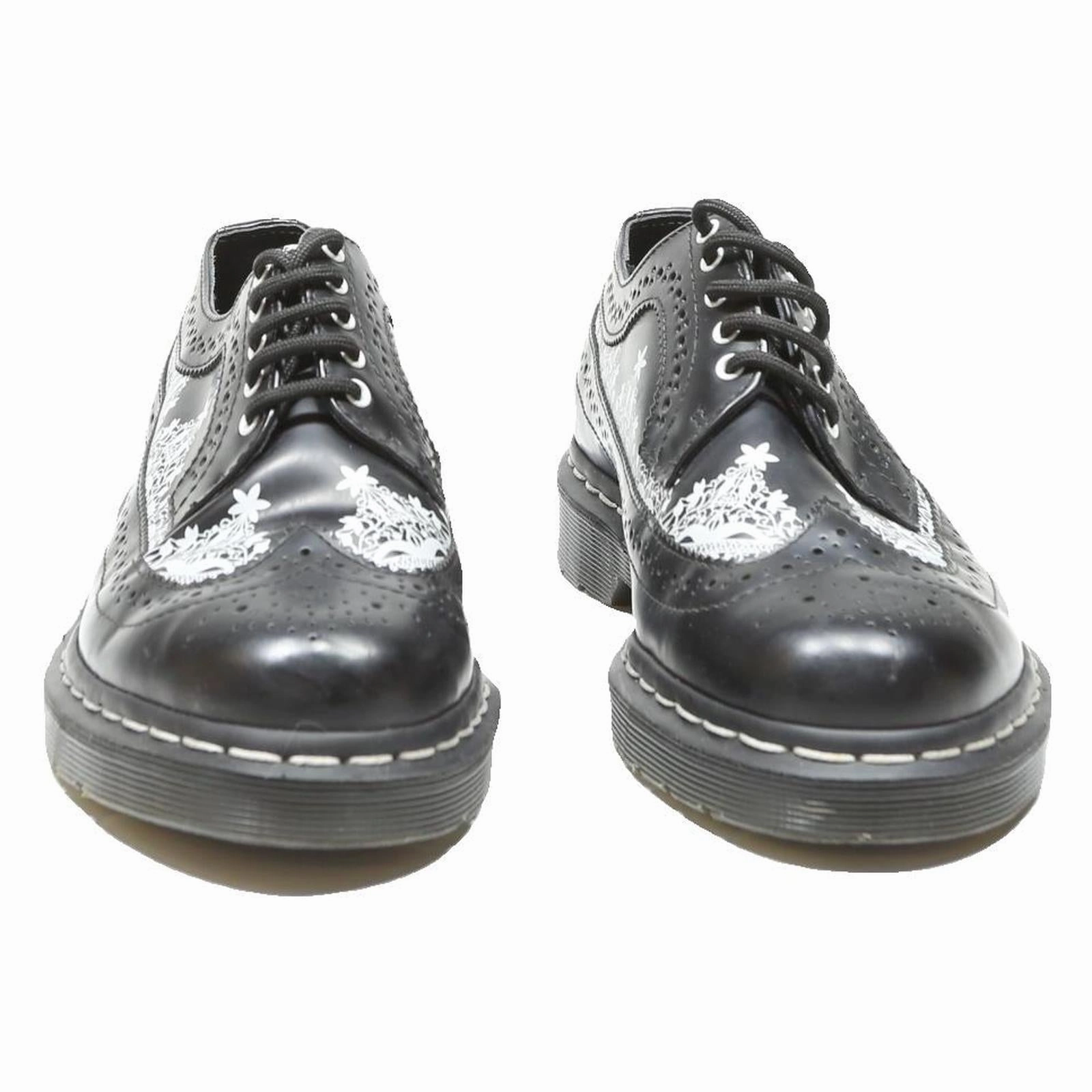 DR MARTENS Womens 6 Black Leather Brogue Shoes Lace-Up Casual Oxford Oxford And Brogue