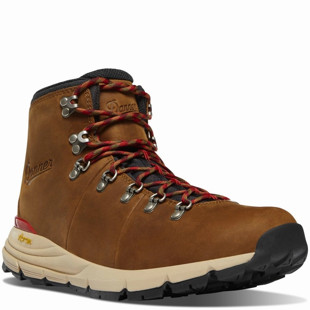 Danner Men's Mountain 600 Leaf GTX - Grizzly Brown/Rhodo Red Wide Hoka Hiking Boots