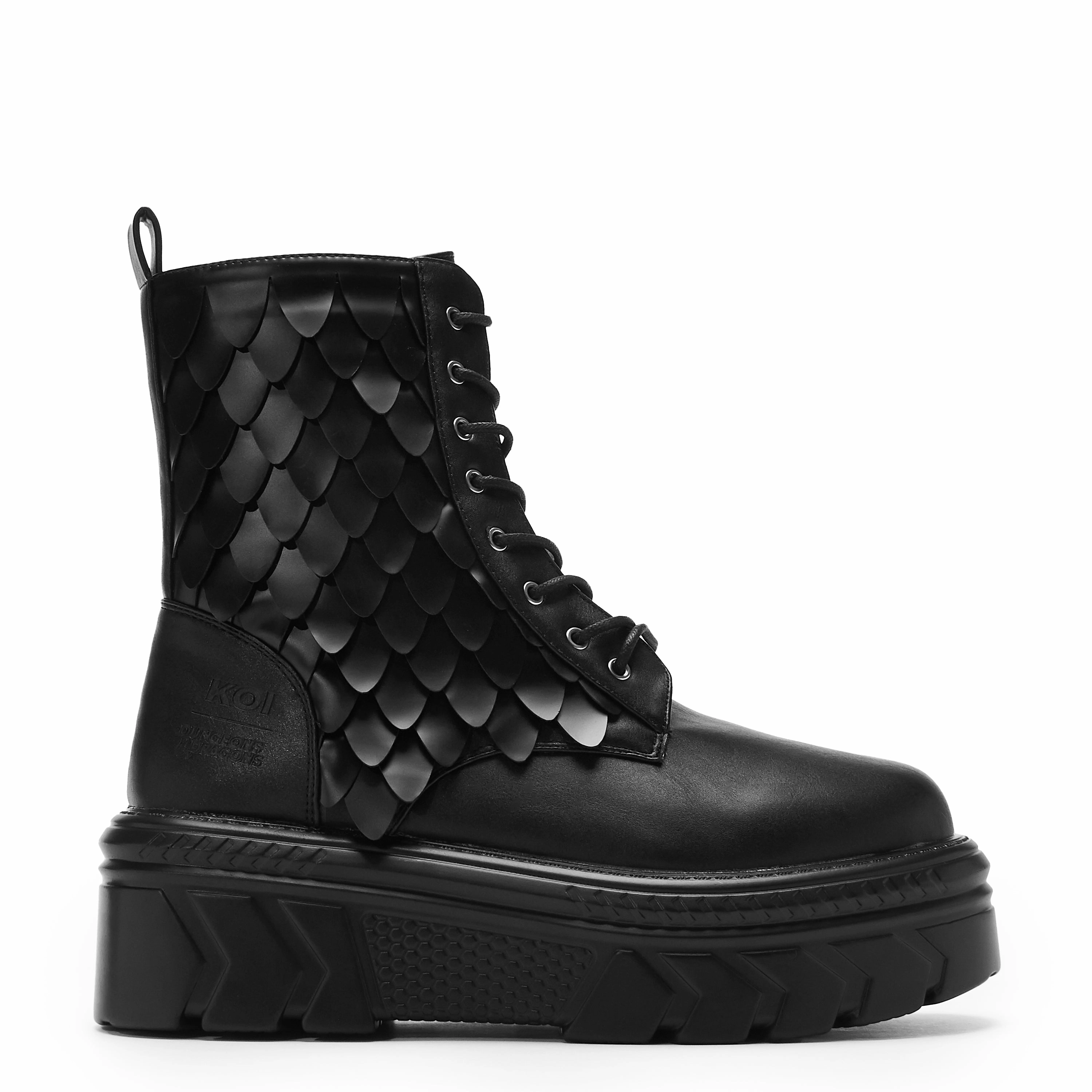 Draco Scale Chunky Stomper Boots - Black Straps For Boots