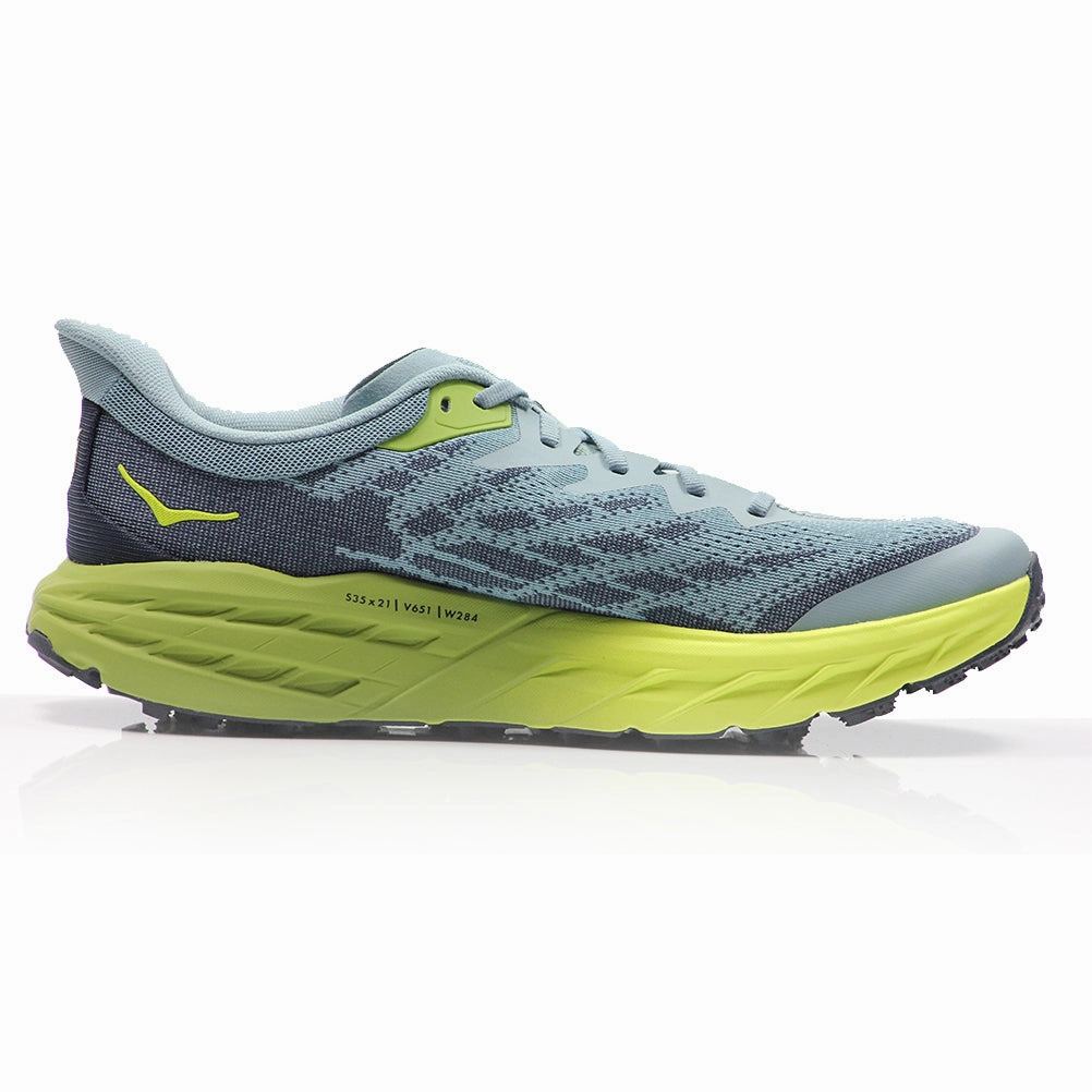 Ghost 14 Running Shoes Hoka One One Speedgoat 5 Men's 2E Wide Fit Trail Shoe - Stone Blue/Dark Citron