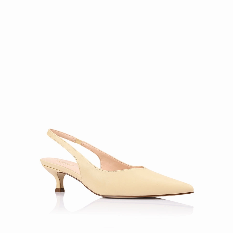 Lush Slingback Kitten Heels - Butter Cream Platinum High Heels