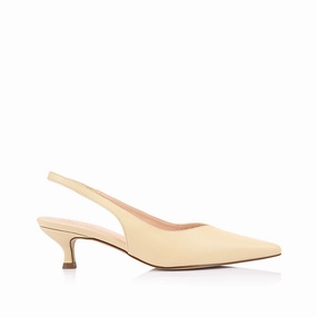 Lush Slingback Kitten Heels - Butter Cream High Heels Nylon