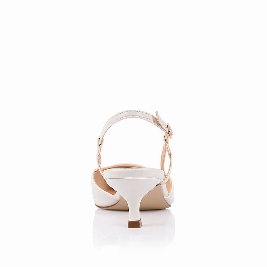 Lucas Slingback Kitten Heels - Chalk White High Heels Floral