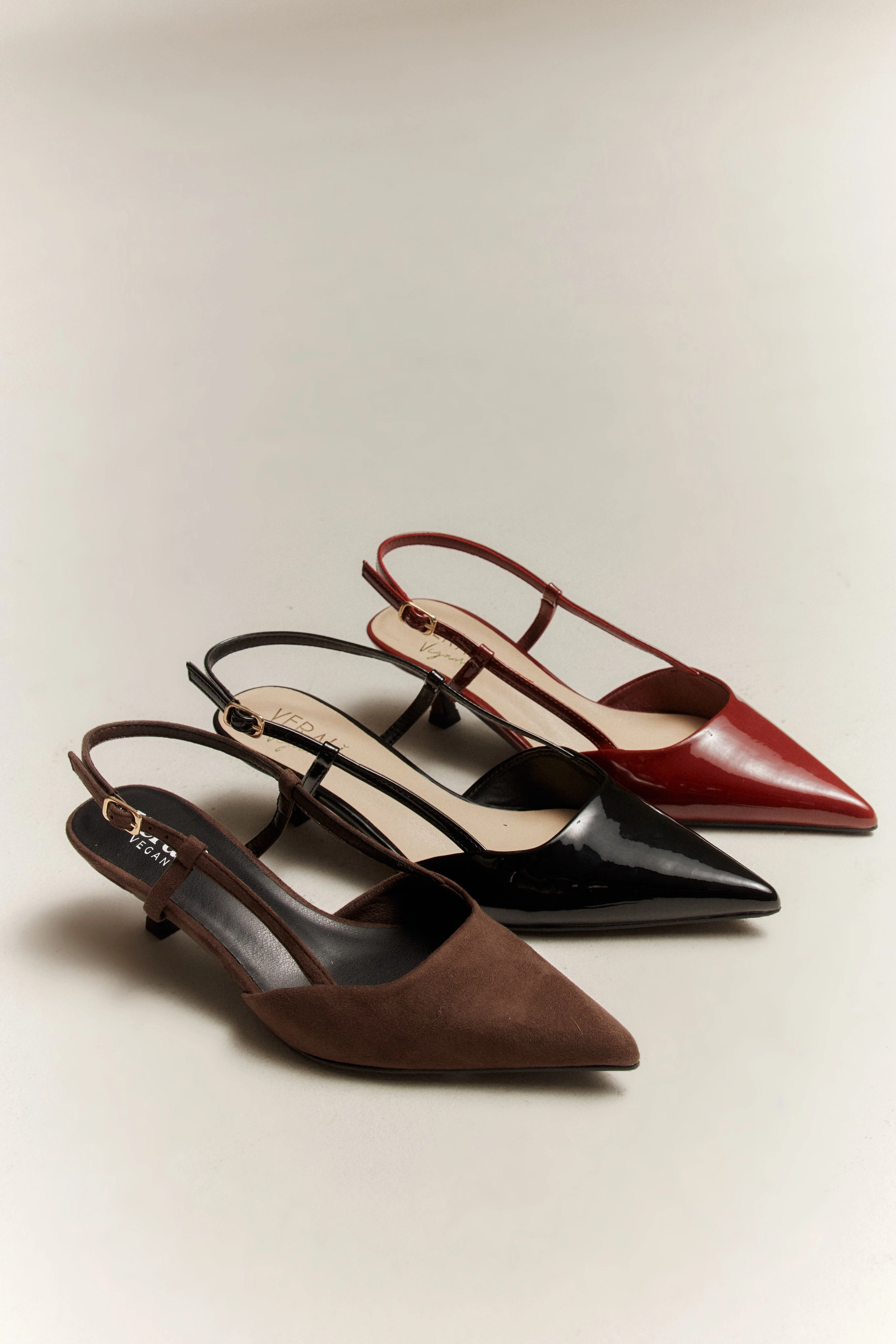 Lucas Slingback Kitten Heels - Chocolate Brown Micro Sandal High Heels