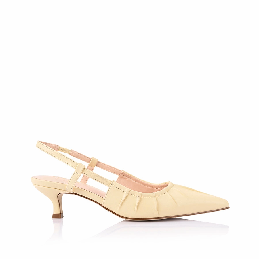 Secretaries In High Heels Lucius Slingback Kitten Heels - Butter Cream