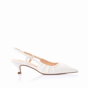 Lucius Slingback Kitten Heels - Chalk White High Heel Blisters