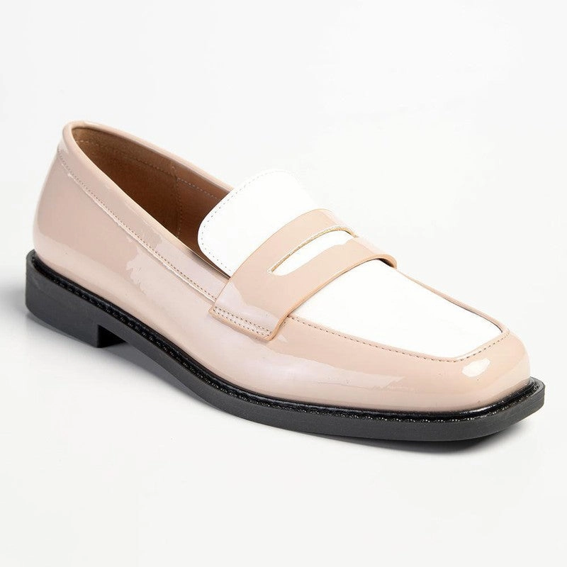 Madison Bliss 2 Tone Slip On Loafers - Nude / White Delight Brogue