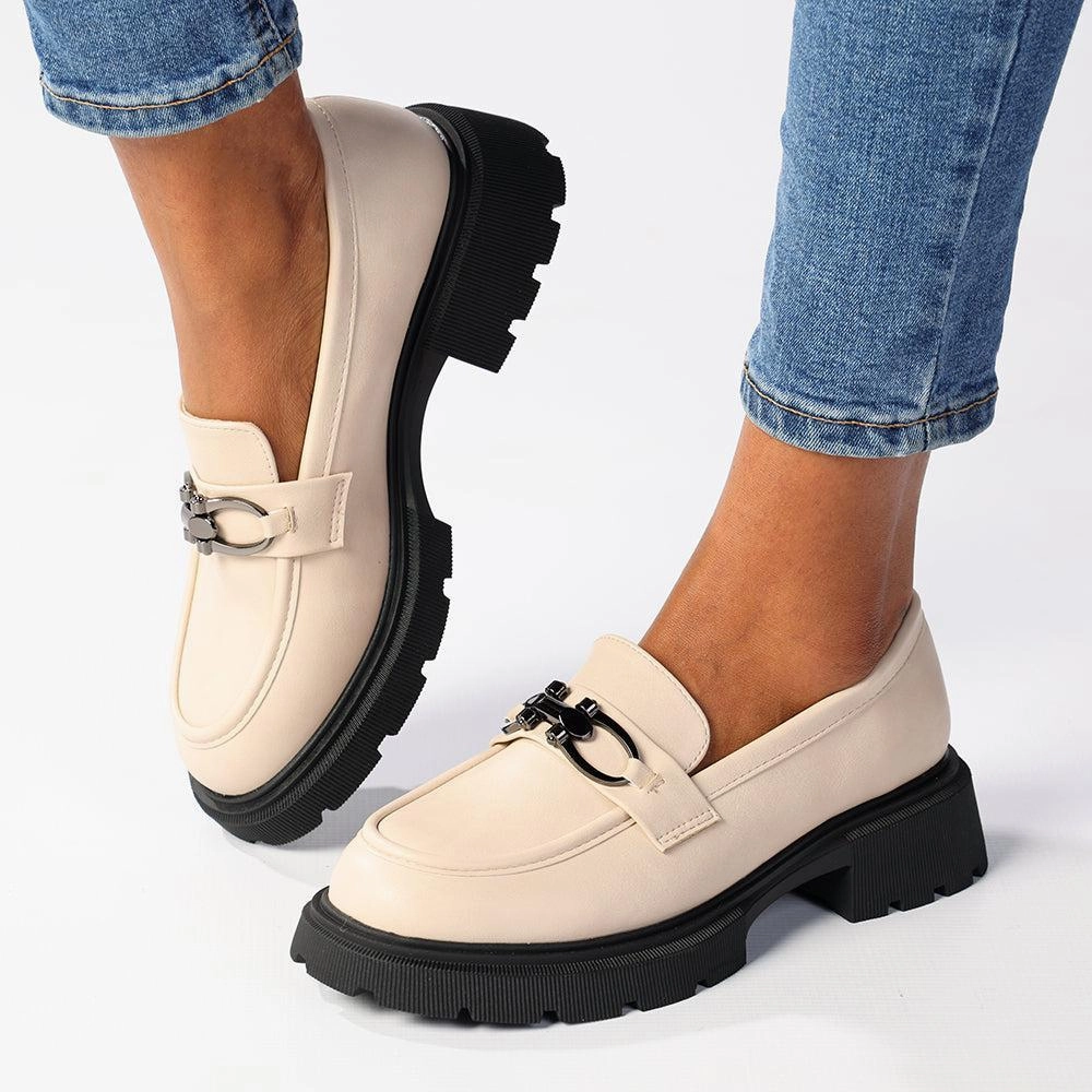 Madison Paris Metal Trim Loafers - Off White Dark Brown Oxford Brogues