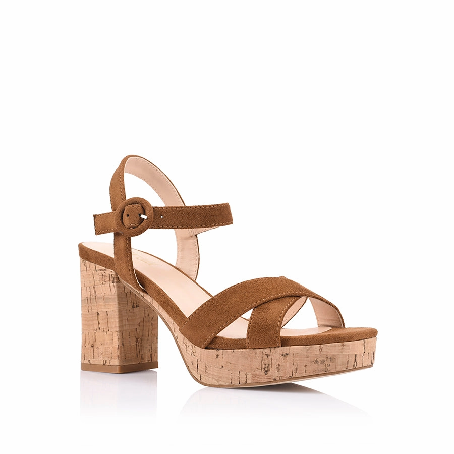 Teachers In High Heels Hazel Platform Heels - Chestnut Tan Micro