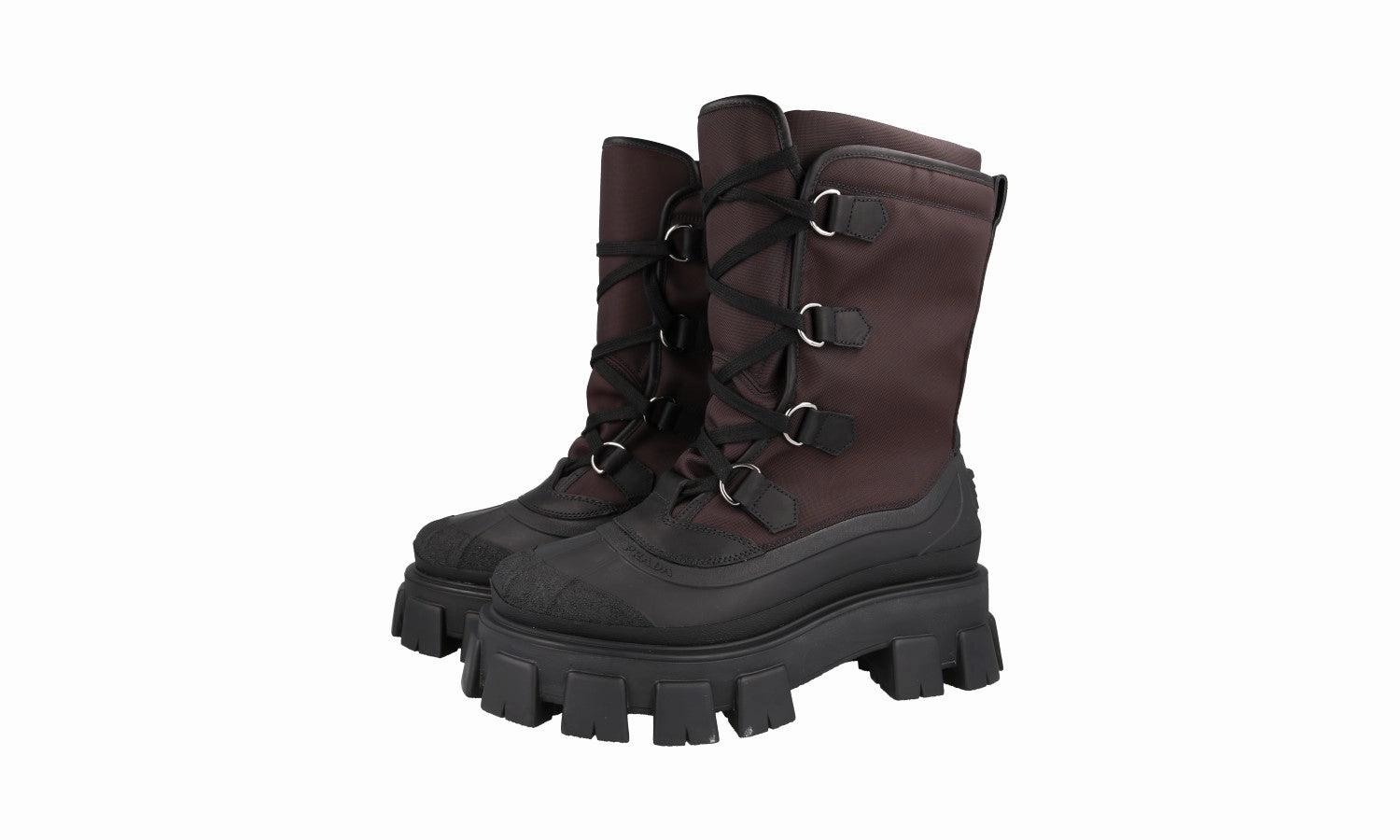 Prada Men's Brown Monolith Shearling Boots 2UE014 Alpinestar Moto Boots