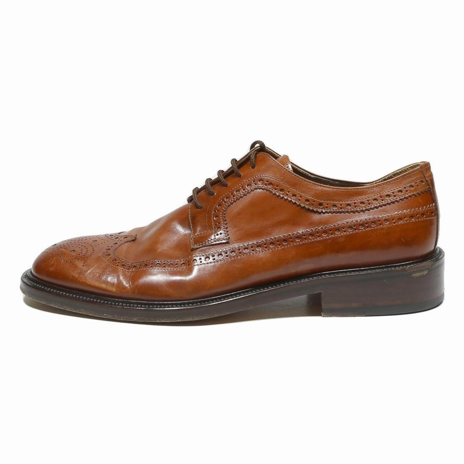 MARIO BRUNI Mens Brogue Leather Shoes Cognac UK 10 Classic Elegant Dress Pointed Brogues