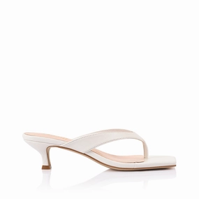 High Heel Shoes History Martha Kitten Heel Thongs - Chalk White