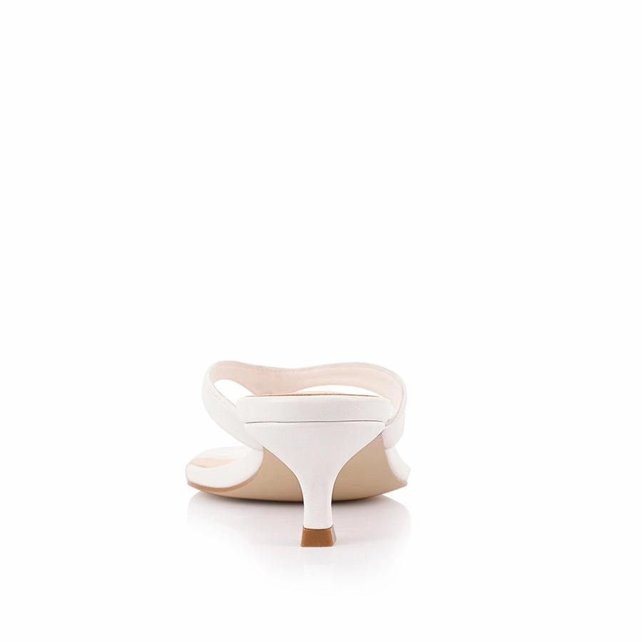 High Heel Motorcycle Boots Martha Kitten Heel Thongs - Chalk White