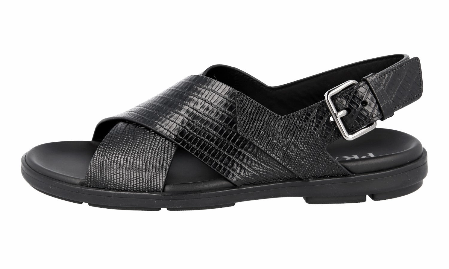 Prada Men's Black Leather Sandals 2X3033 Flexus Sandals
