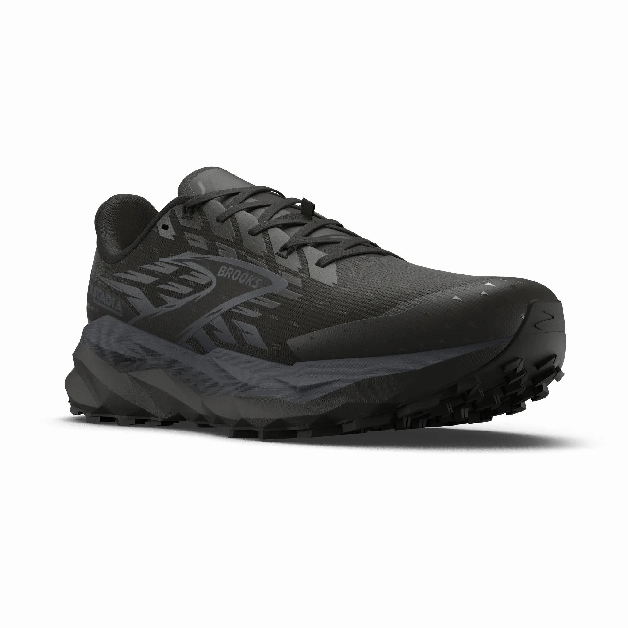 Men's - Brooks Cascadia 19 - Black/Black/Ebony Juniper 2 Running Shoes