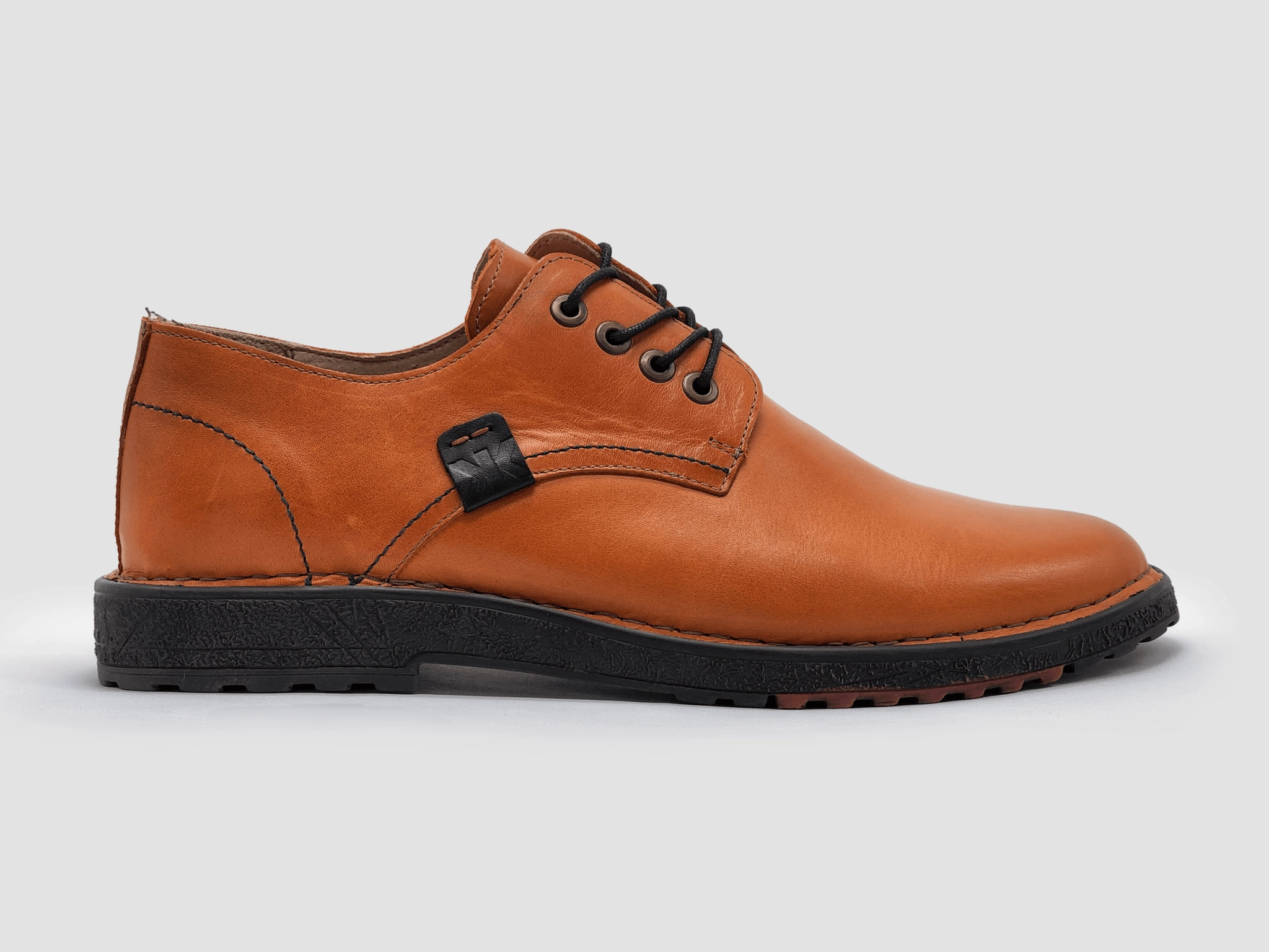 Men's Derby Leather Dress Shoes - Orange Lace Ups Shoes