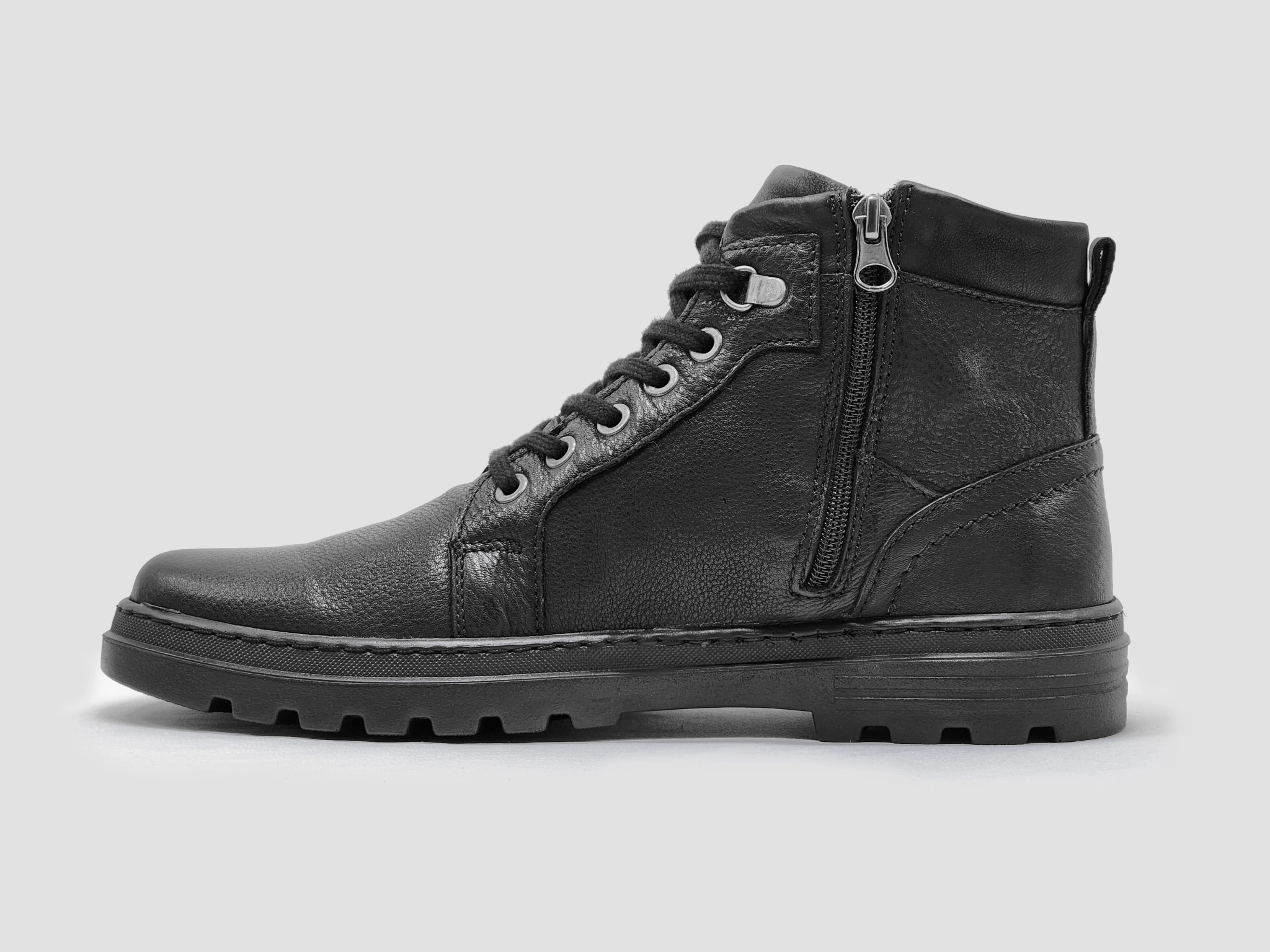 Botega Boots Men's Utility Wool-Lined Leather Boots - Black