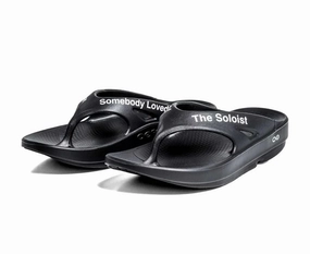 Men Slider Flip Flop In Black Platform Strap Sandals