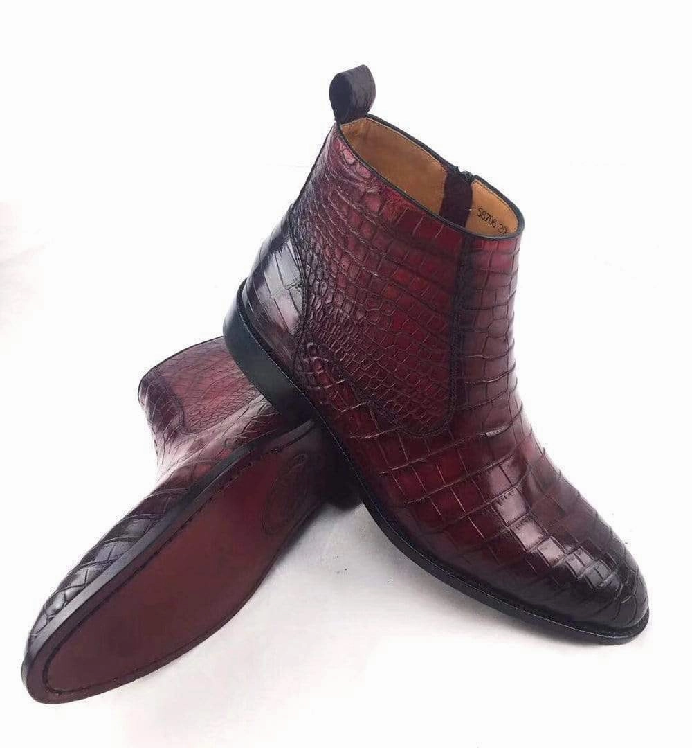 Mens Boots ,Crocodile Boots , Mens Vintage Crocodile Leather Side Zip Ankle Boots Adorable Cowboy Boots