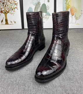 Mens Boots ,Crocodile Boots,Crocodile Shoes , Mens Crocodile Leather Side Zipper Boots Dr Martens Airwair Work Boots