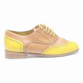 Loake Burford Brogue Boots MI PIACI Womens Brogue Leather Beige & Yellow Flat Shoes UK 4.5 Stylish