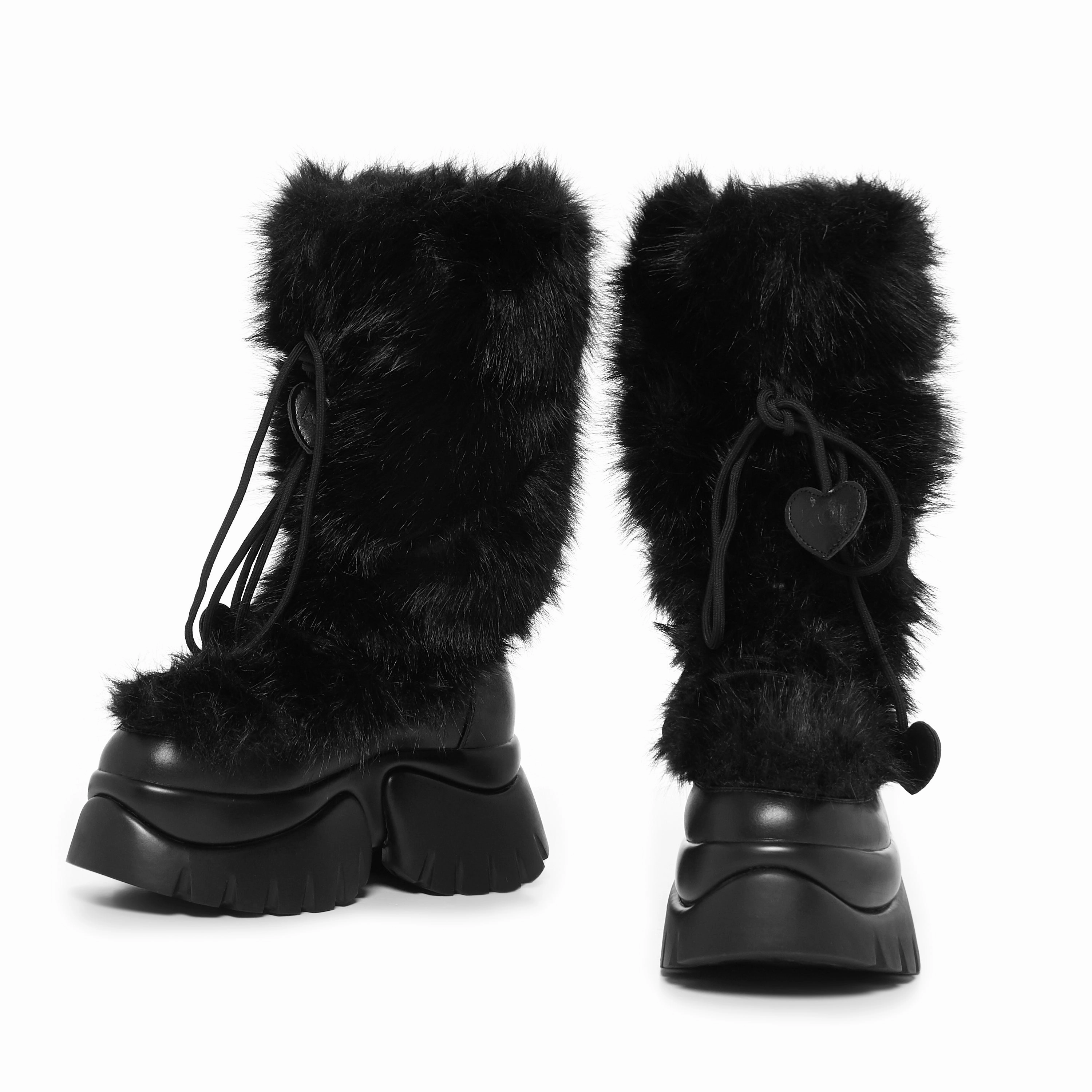 Tan Knee High Boots Size 8 Midnight Sasquatch Fluffy Snow Boots - Black