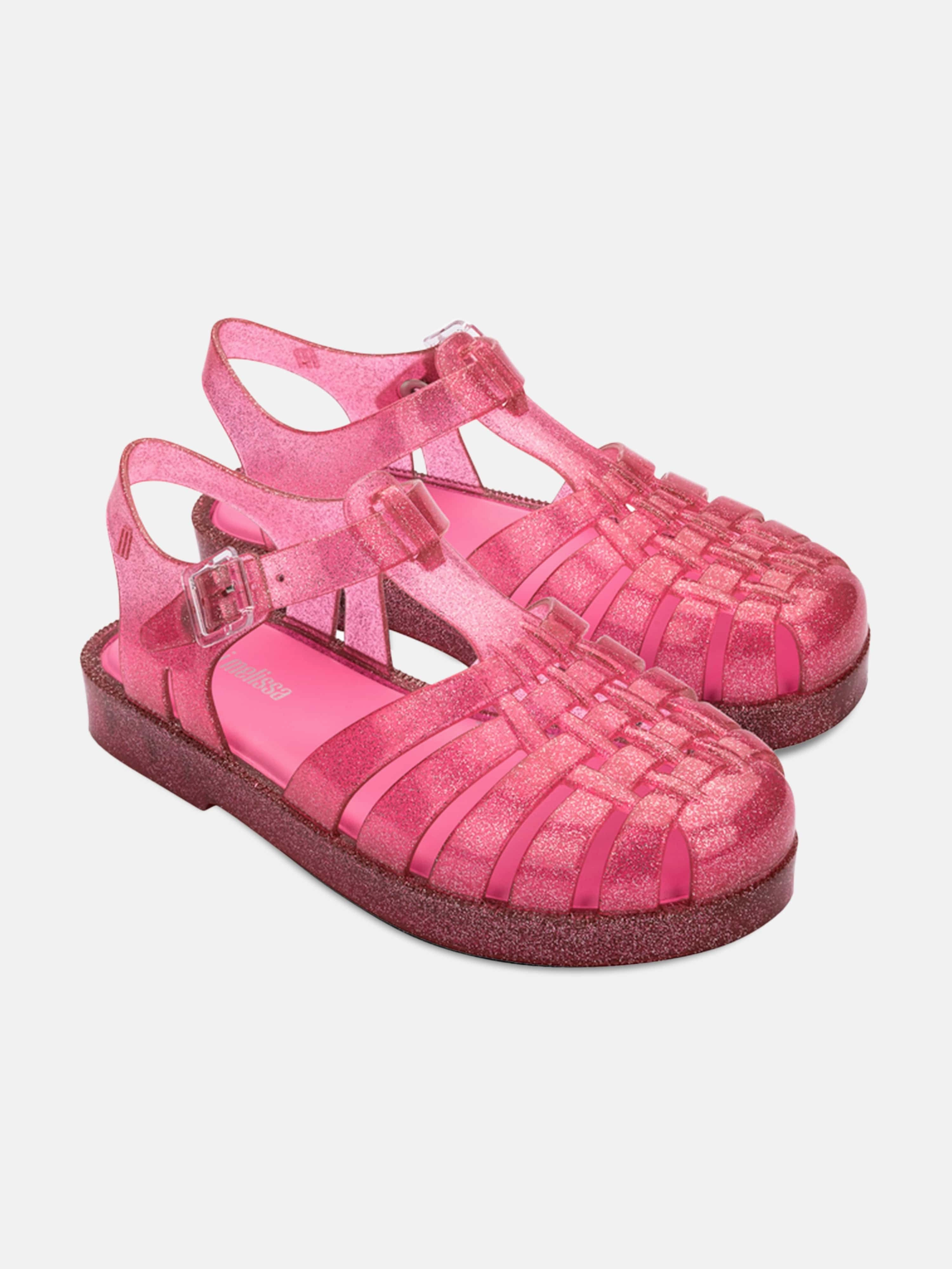 Mini Melissa Girls Possession Shiny Sandals in Pink Sandals St John