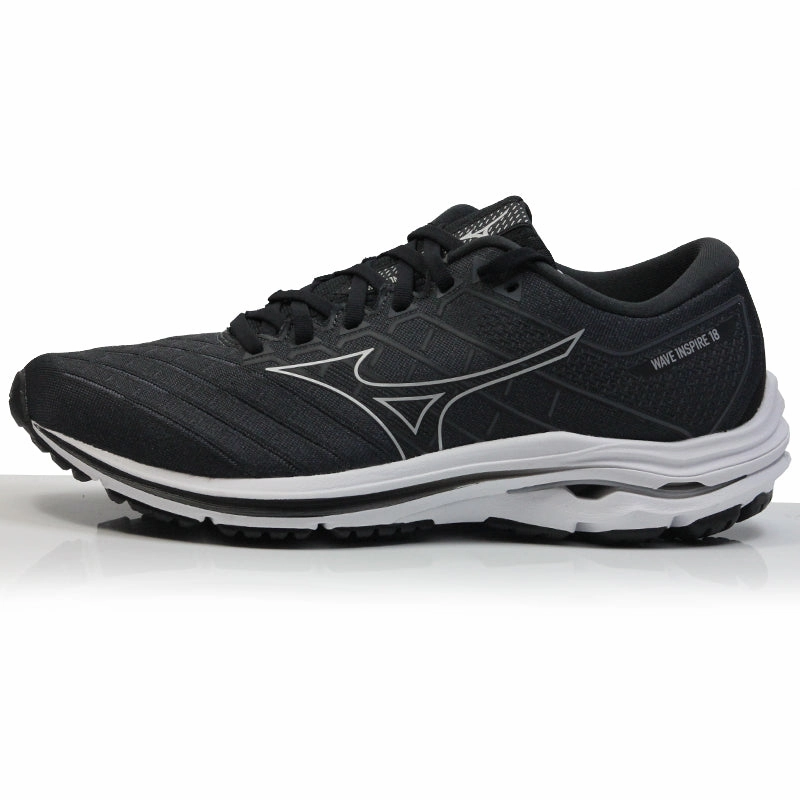 Running Shoe Sales Mizuno Wave Inspire 18 Men's 2E Wide Fit Running Shoe - Black/Silver/Ebony