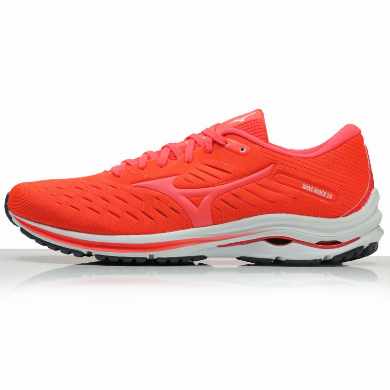 Illegal Running Shoes Mizuno Wave Rider 24 Men's Running Shoe - Ignition Red/Fiery Coral