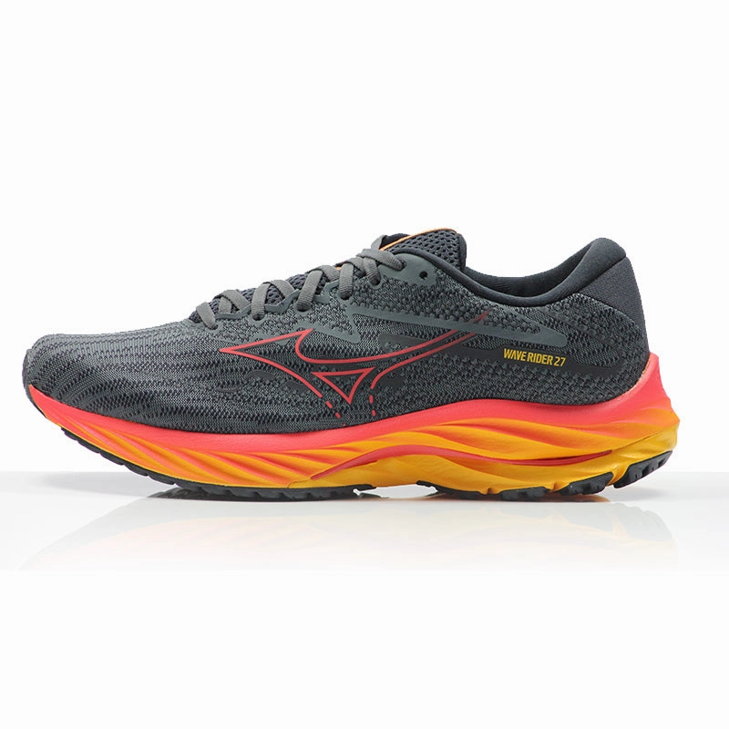 Mizuno Wave Rider 27 Men's Running Shoe - Turbulence/Cayenne/Citrus Running Shoes Fit Guide