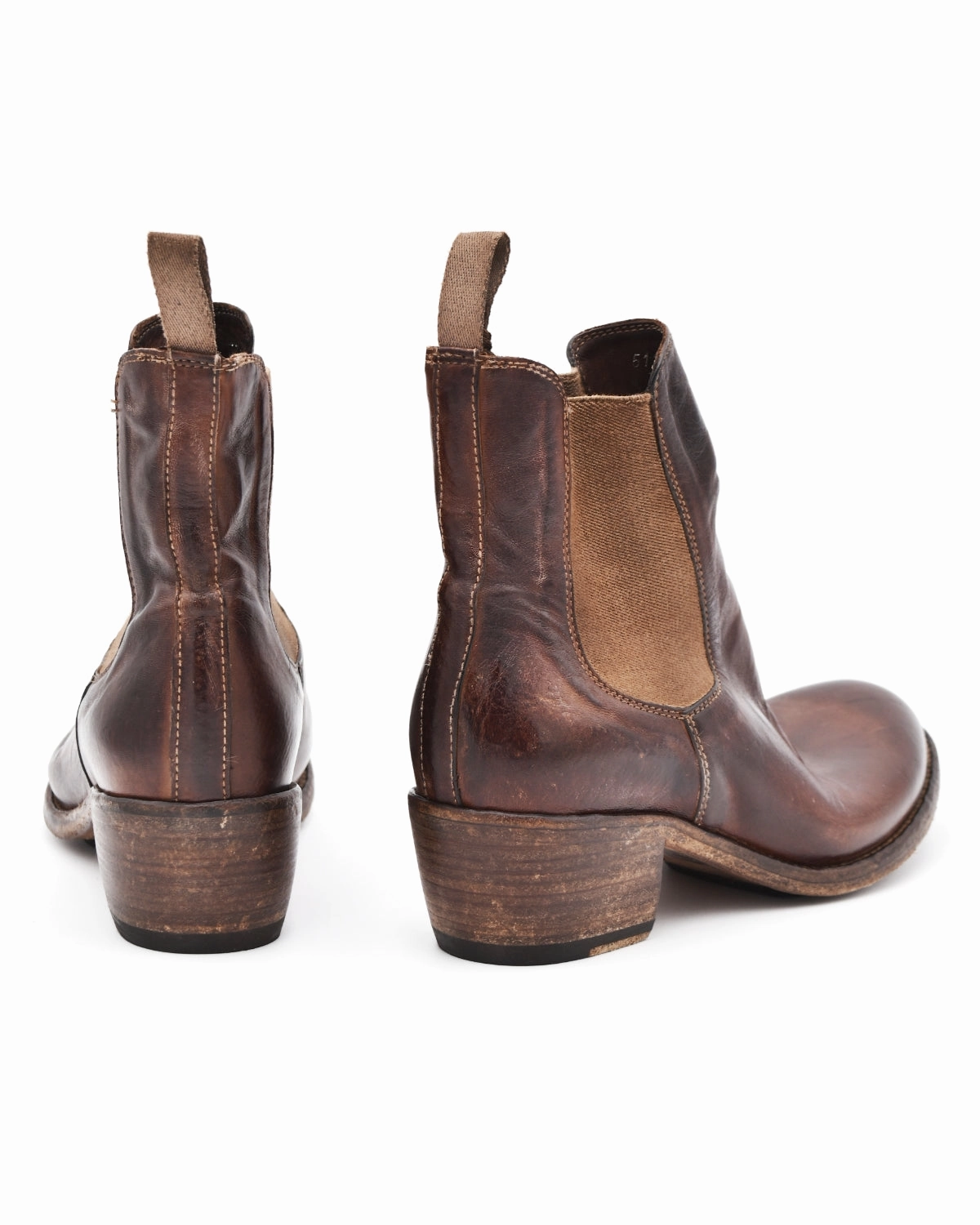 Shoto Chelsea Boot in Crinkled Mahogany Brown Leather Mid Calf Chelsea Boots